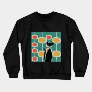 Retro Cat on Orange and Mid Century Bubbles Crewneck Sweatshirt